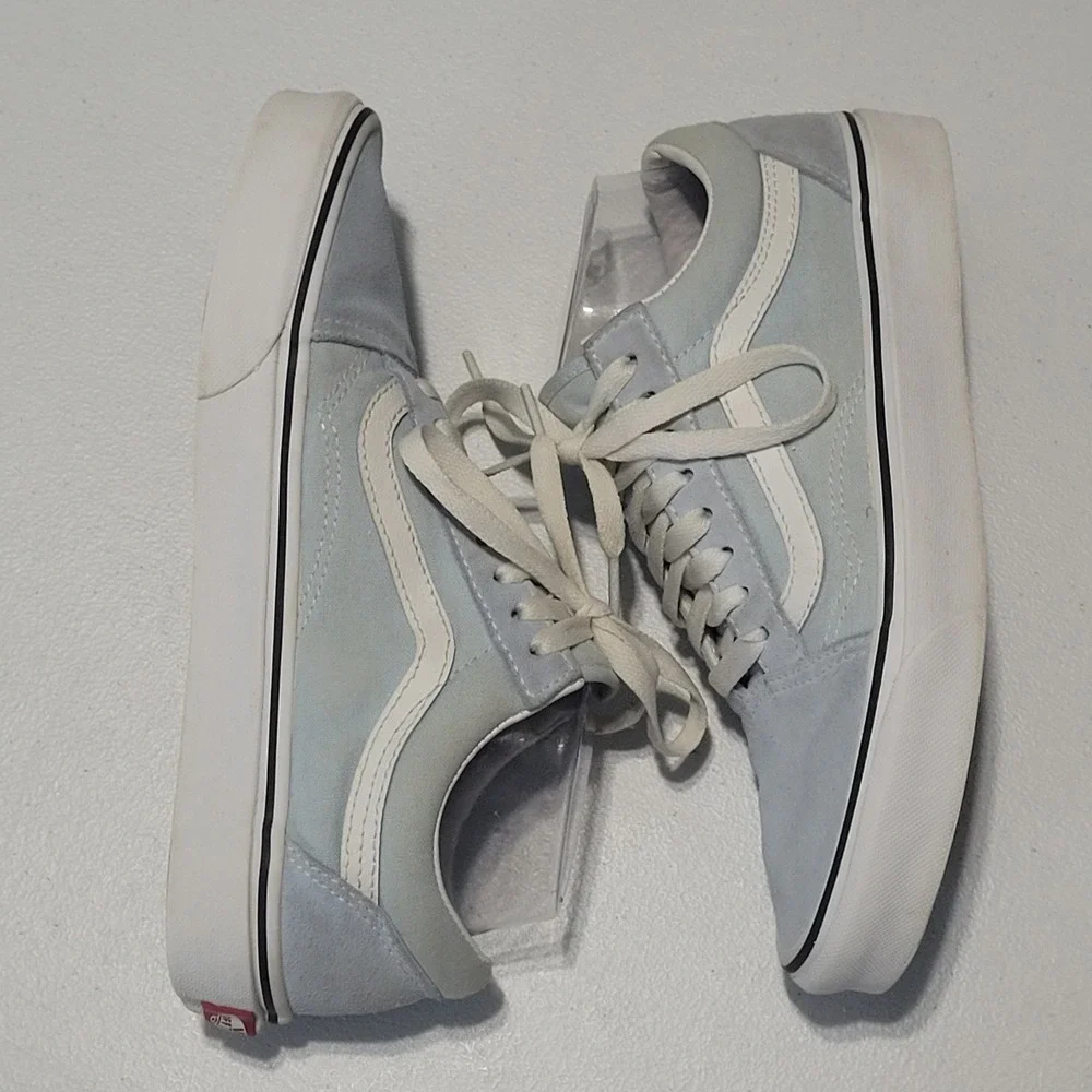 Vans Old Skool Light Blue Suede Canvas Skate Shoes Womens 8 Mens 6.5